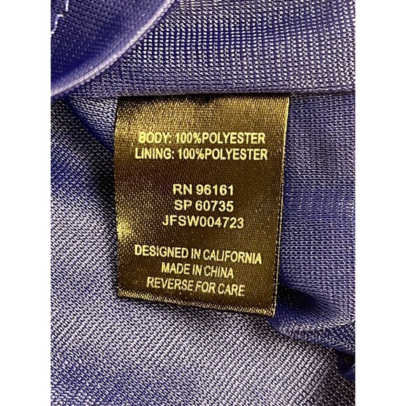 Be Bop Sleeveless A-Line Dress Women's L Blue Scoop Neck Sheer Lined Drawstring - Picture 4 of 6